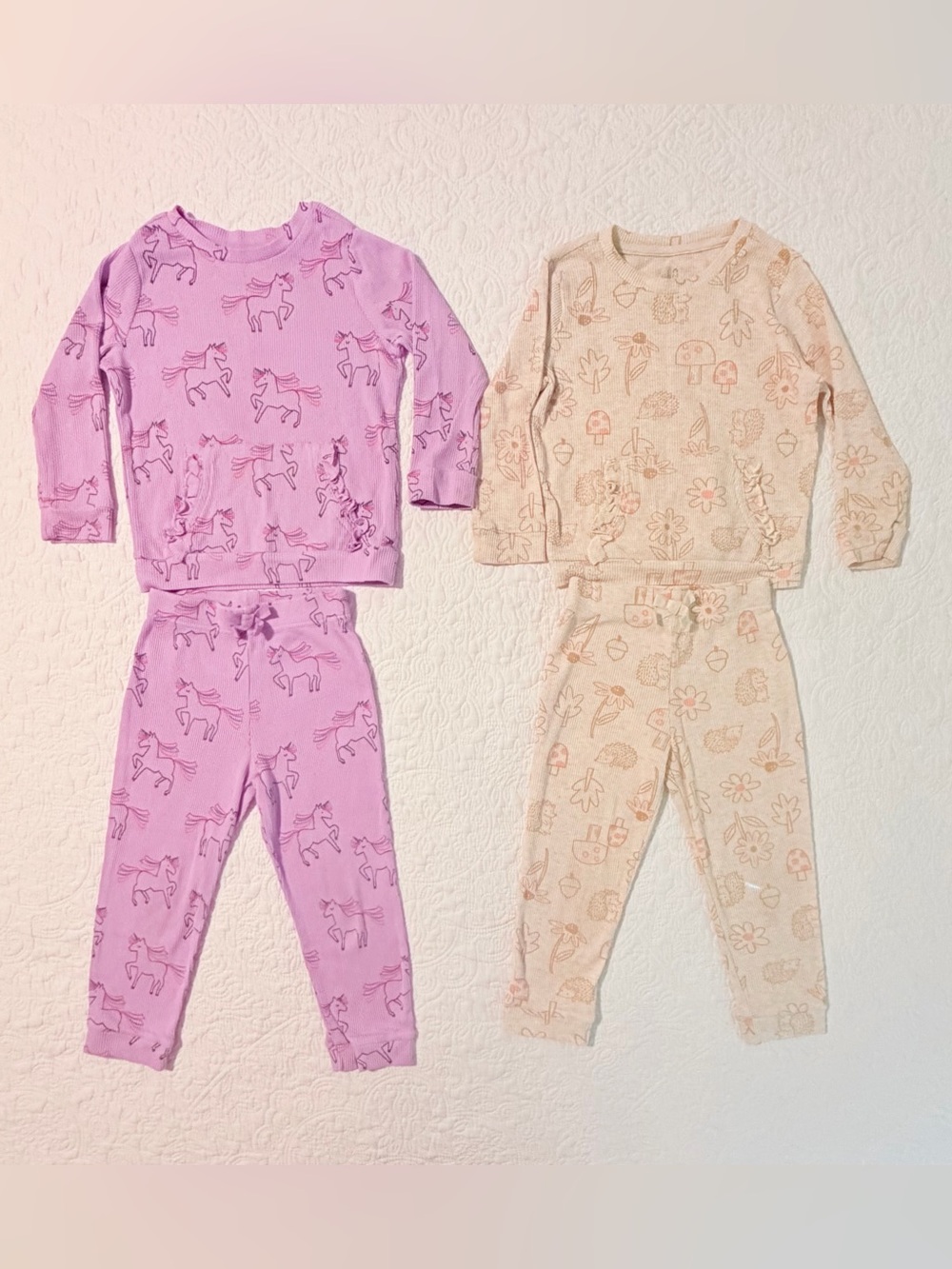 Bundle Garanimals Waffle Thermal Sets | Unicorn & Woodland Patterns | Size 4T